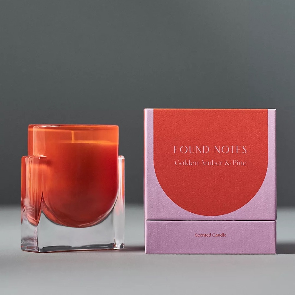 NIB ANTHROPOLOGIE Found Notes Woody Golden Amber & Pine Boxed Candle - Picture 5 of 5